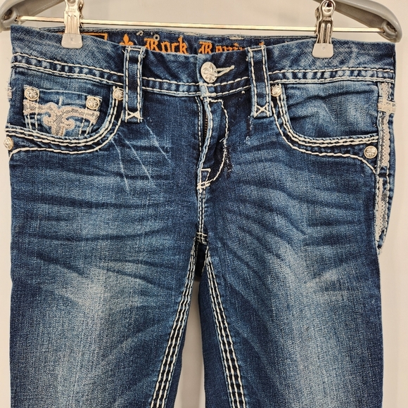 Rock Revival Hana Skinny Jean Womens Size 27 Embellished Embroidered Bling - Picture 2 of 10